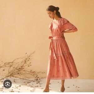 Kopal Janki block print tiered ruffle midi Women's Brick Dress XS